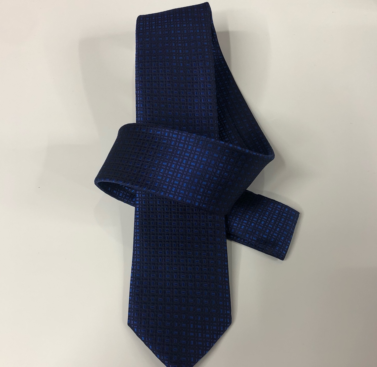 2020年新款男士领带 深蓝色涤纶领带编织提花小点点花纹领带工厂详情图2
