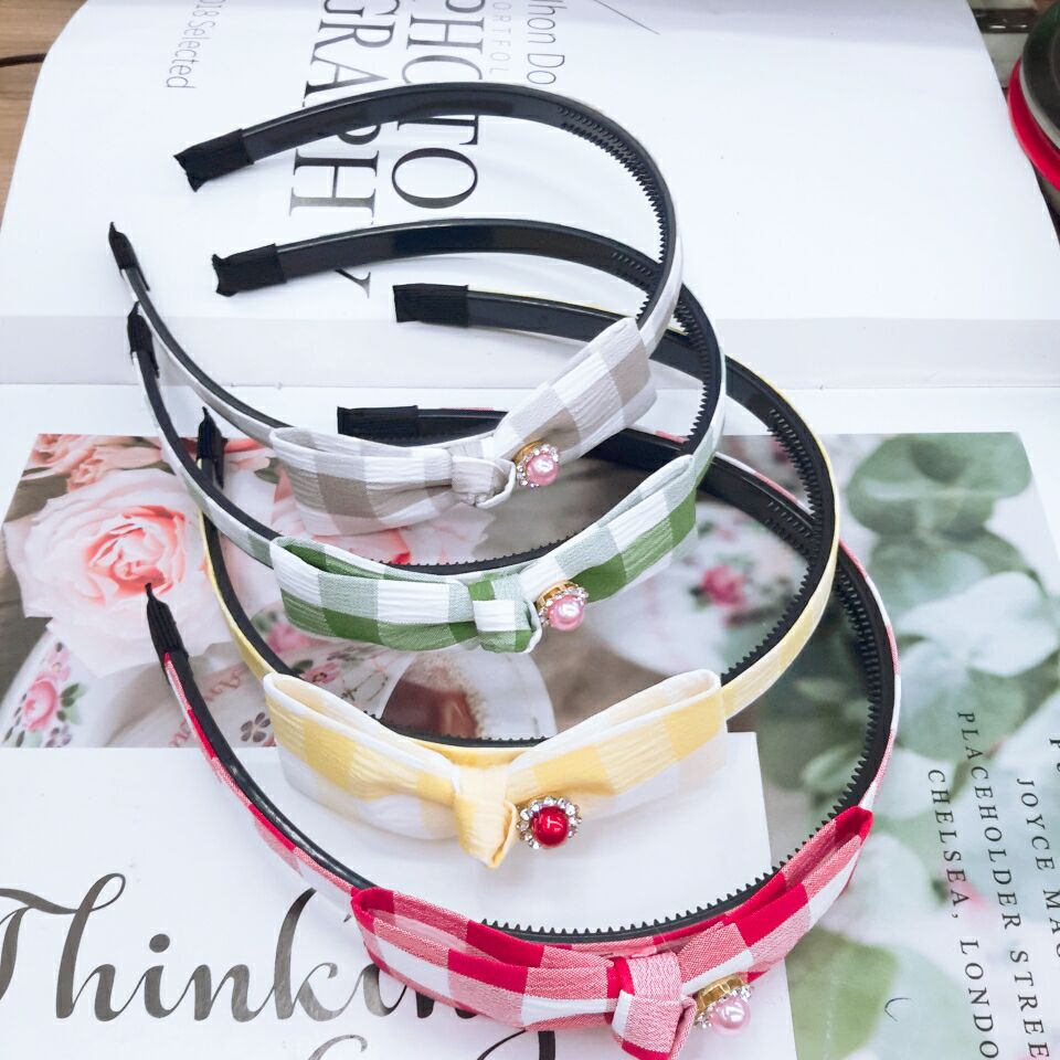 Girls Korean hair accessories children's headband female cute 2 princess headband drill student supply bow tie headband Yuan shop details Picture