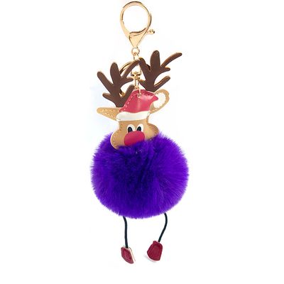 厂家圣诞麋鹿毛绒钥匙扣汽车毛球挂饰钥匙链女包皮草挂件礼品详情17