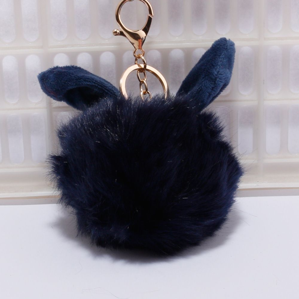 承接外贸订单兔耳朵毛球钥匙扣超萌挂件可爱包包汽车毛绒挂饰链圈详情图8
