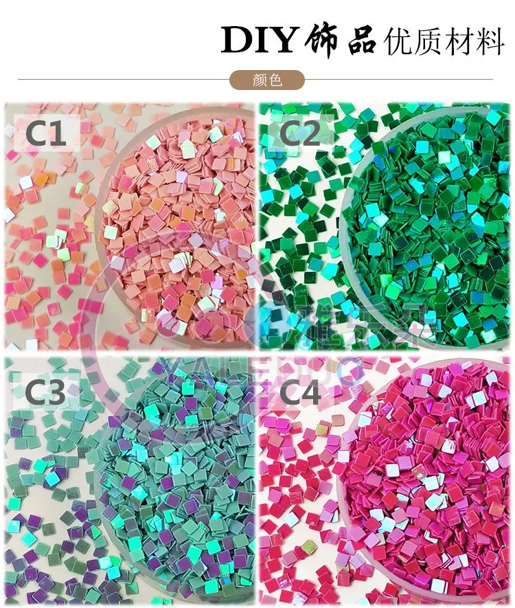 PVC2mm cream-colored square sequin nail art beads, diy jewelry material pack, slime resin accessories detail image 5
