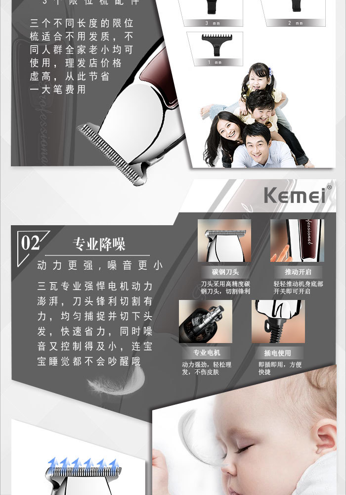 KM-9162科美理发剪插电式即插即用转速两档调节详情4