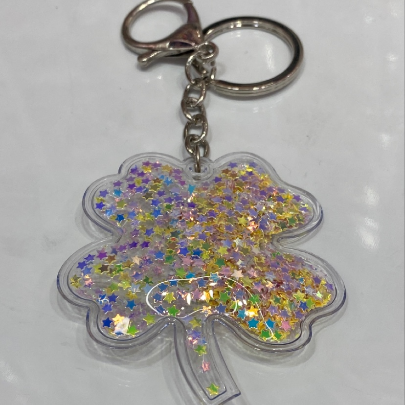 韩版新款银色钥匙扣电镀金色钥匙扣挂件满天星梅花款