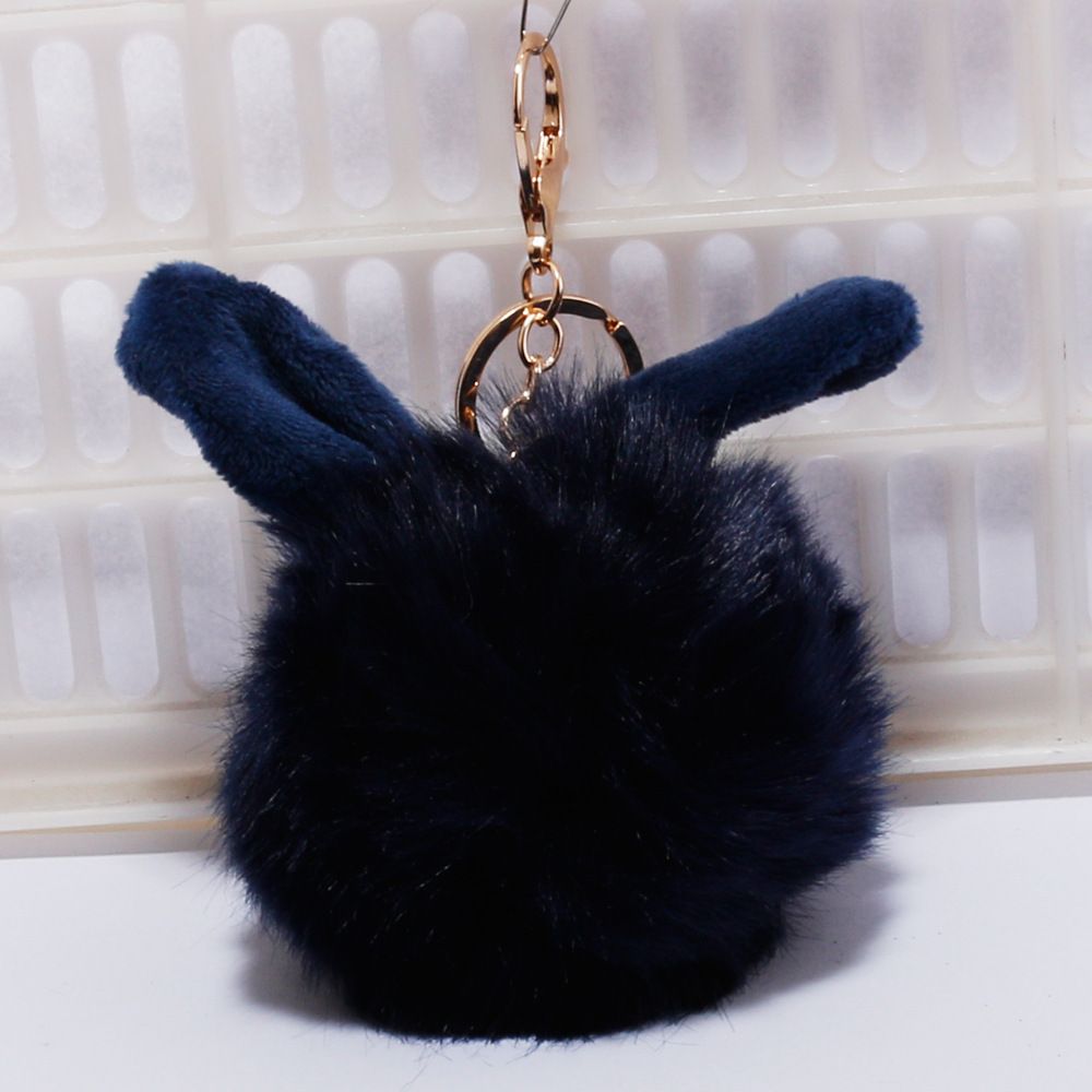 承接外贸订单兔耳朵毛球钥匙扣超萌挂件可爱包包汽车毛绒挂饰链圈详情图14