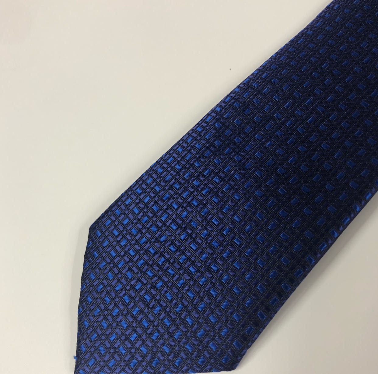 2020年新款男士领带 深蓝色涤纶领带编织提花小点点花纹领带工厂详情图4