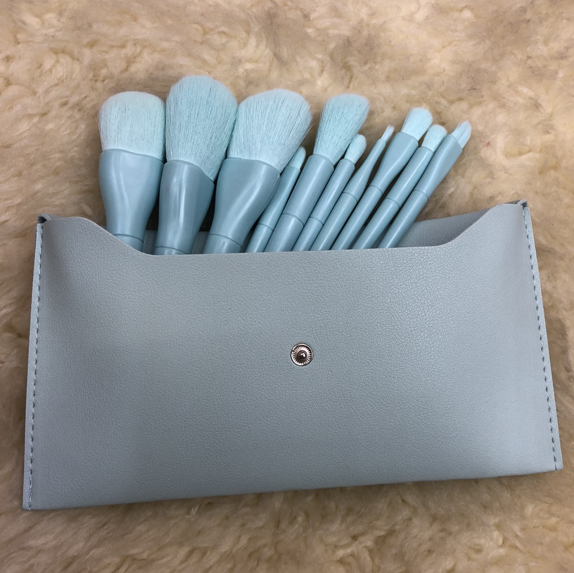 10 makeup brushes + bag light blue thumbnail
