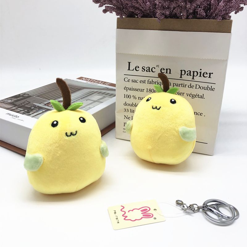 New fruit plush toy keychain pear doll keychain children's schoolbag pendant grab machine doll