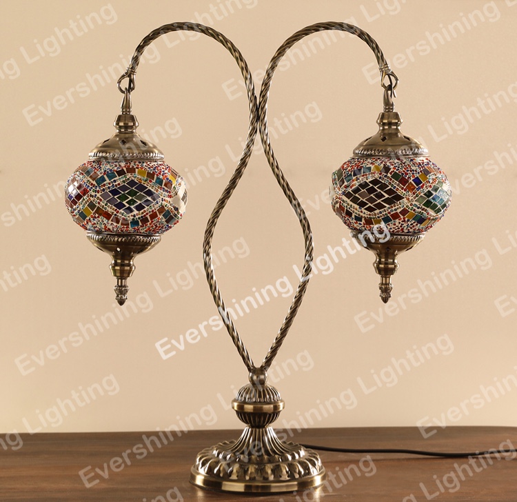 Turkish Mosaic table lamp decorative lamp with double-necked swan neck Specification image