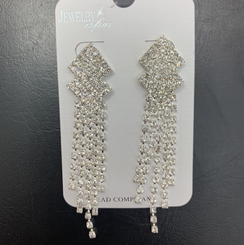 Diamond strap whisker claw chain rhinestone bridal earrings