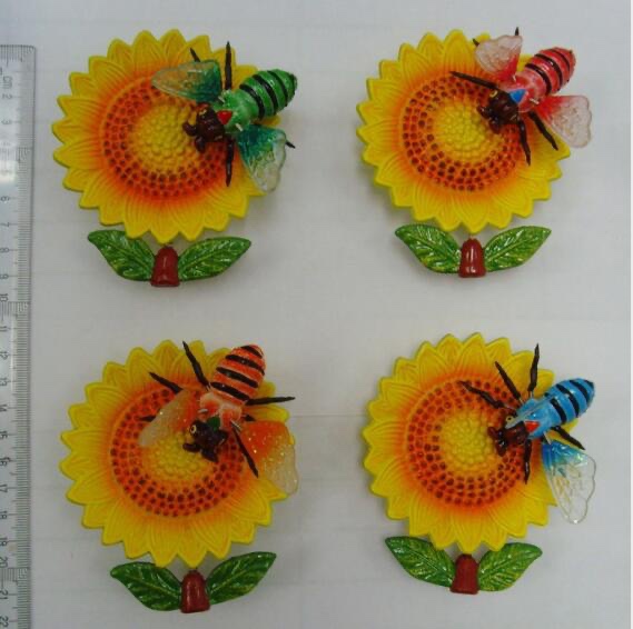 Sunflower bee fridge magnets
