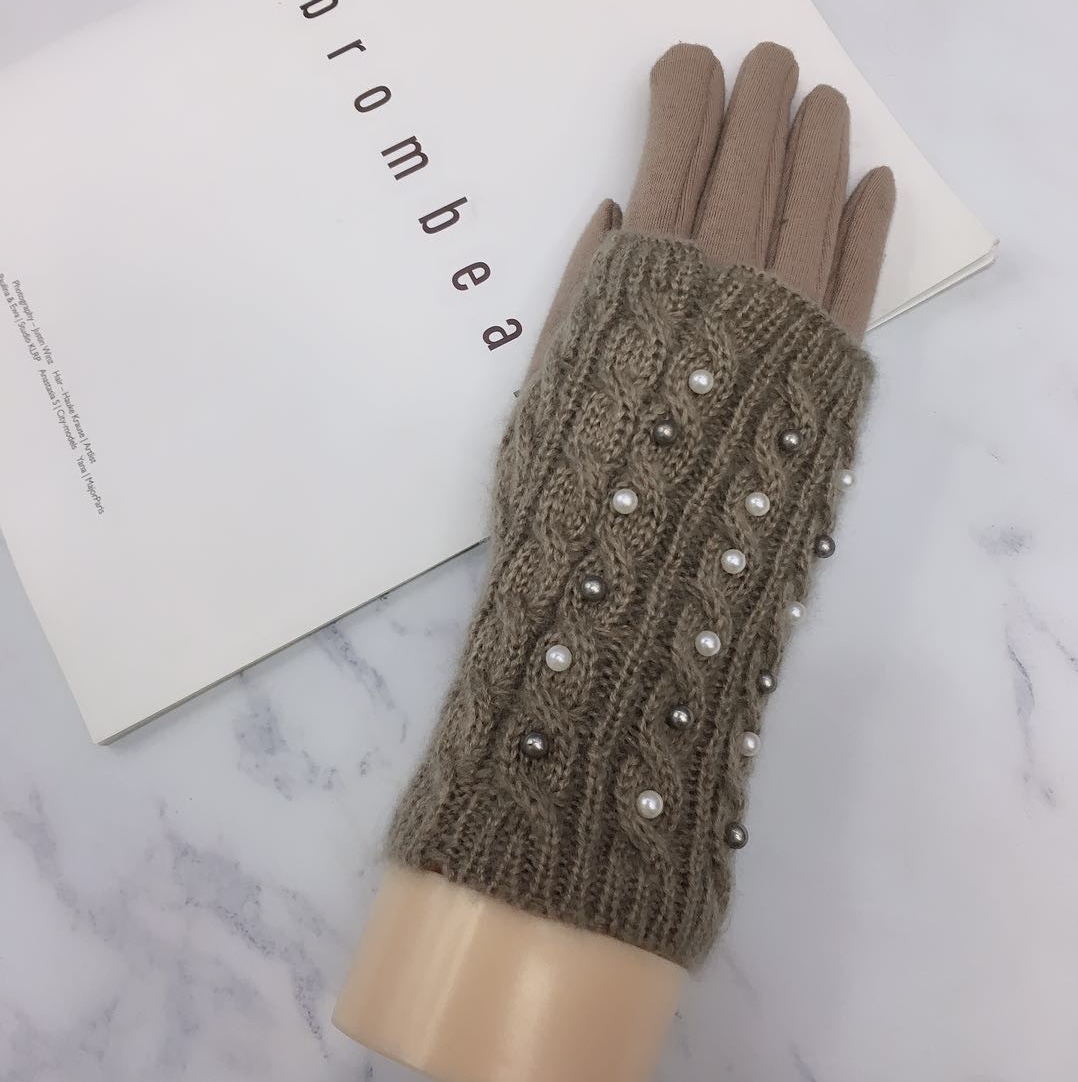Guantes de punto mano espalda perla