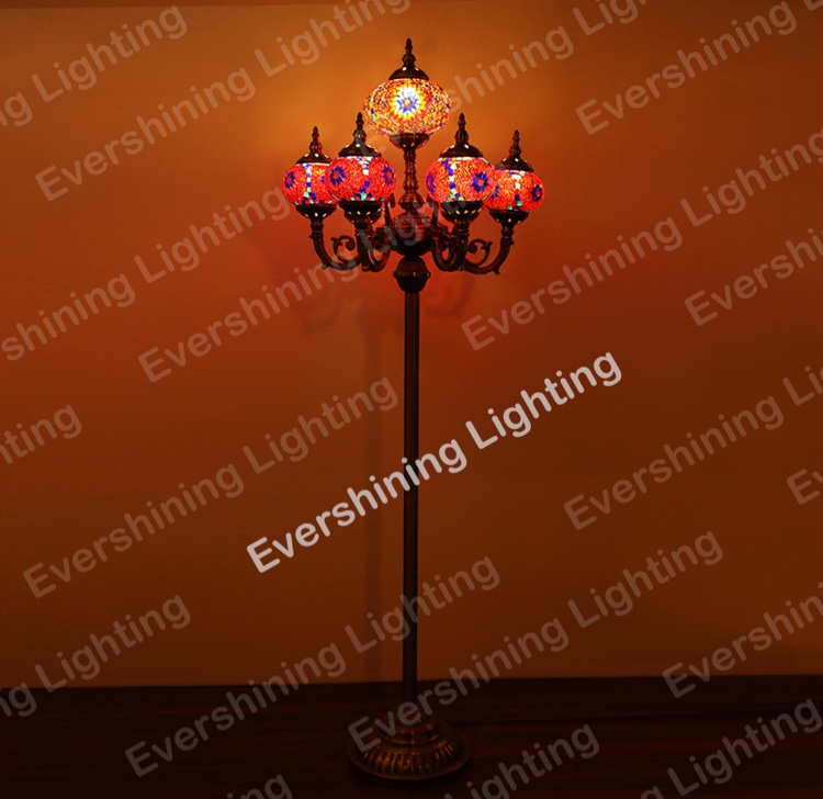 Seven Turkish Mosaic floor lamps and decorative floor lamps details Picture