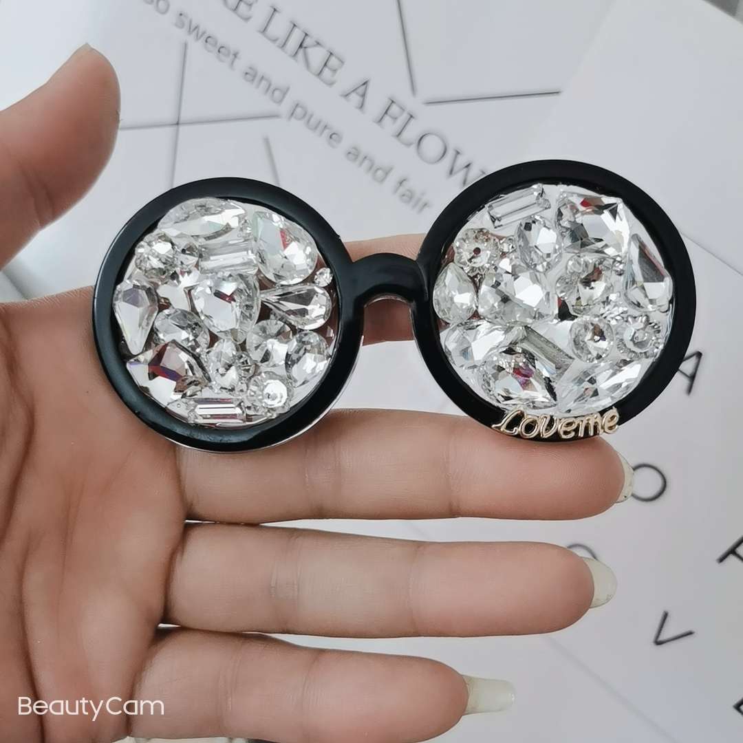 Butterfly Flower jewelry glasses frame adorned with large diamonds details Picture
