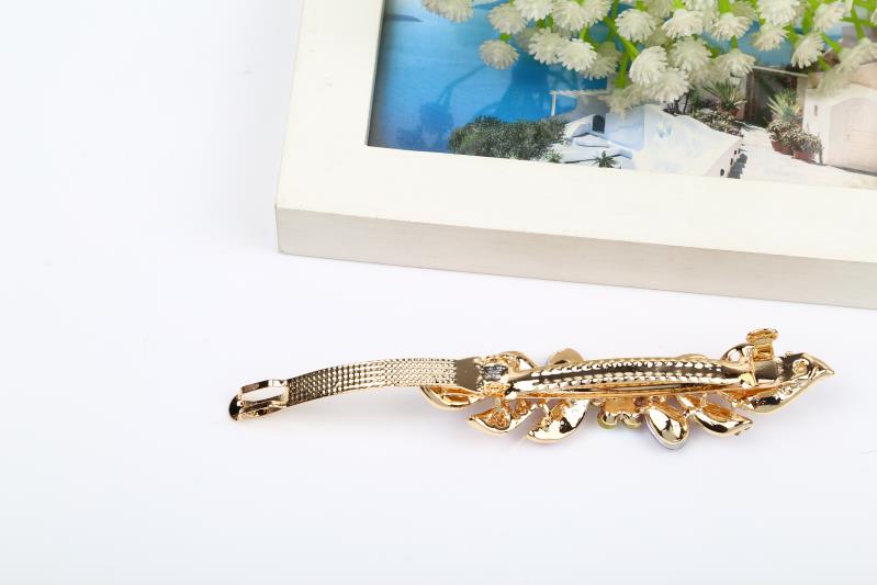 Ting Xuan Jewelry Headdress Alloy With Diamond Stylish Leaf Edge 8 Cm Cross Clip Hairpin Pin 001 details Picture