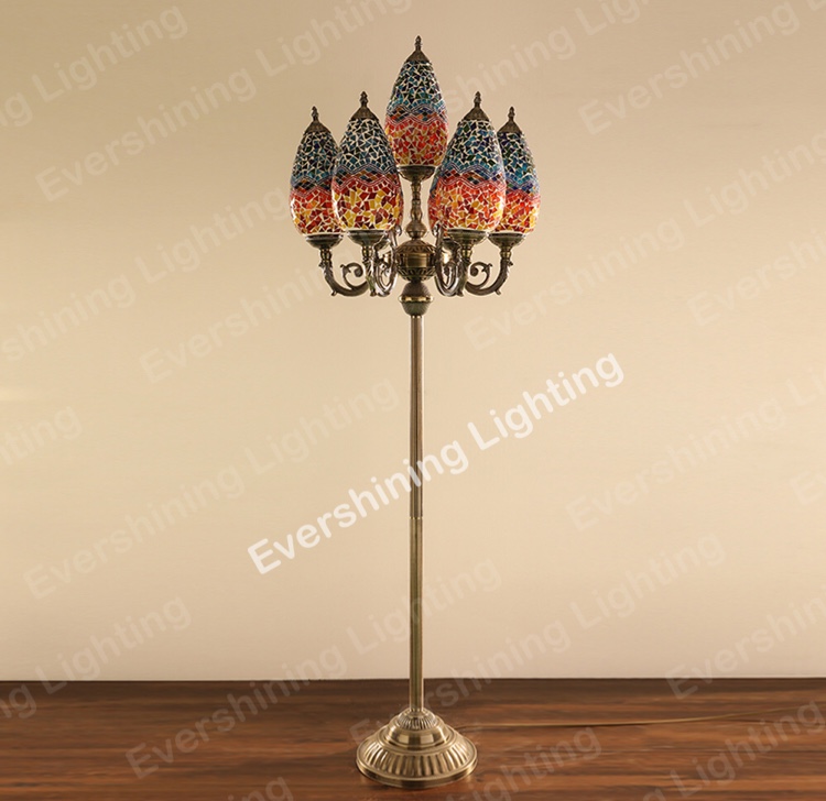 Turkish Mosaic floor lamp decorative lamp, 7-headed olive-shaped floor lamp Specification image