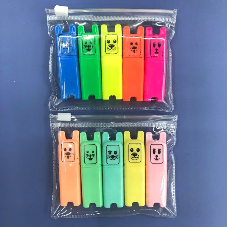 Miniature fluorescent pen set in 6 colors macaron
