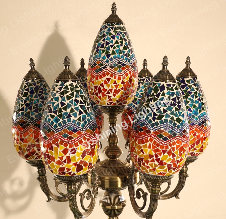 Turkish Mosaic floor lamp decorative lamp, 7-headed olive-shaped floor lamp Item Picture
