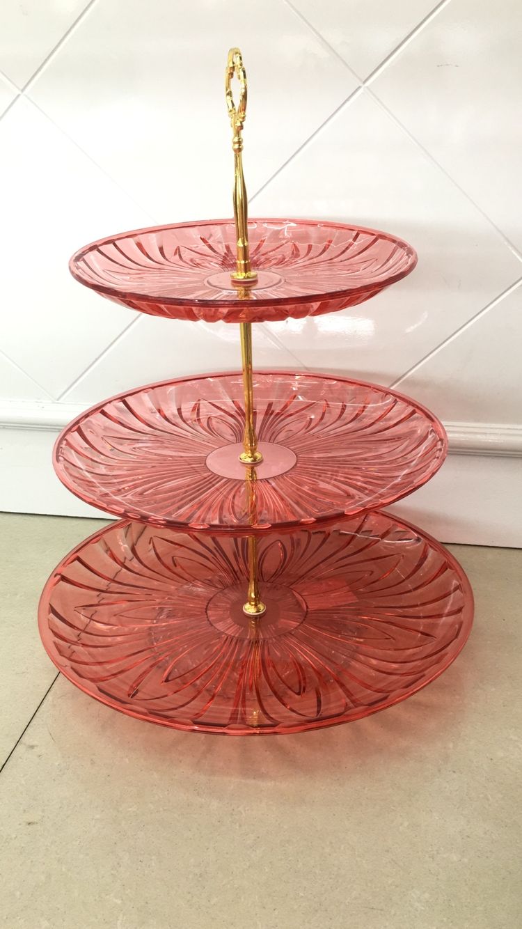 Three-layer dessert cake tray fruit tray transparent plastic living room creative tray shelf thumbnail