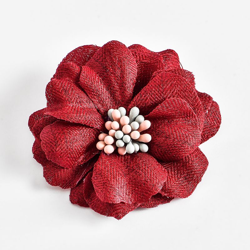 韩国布料diy手工发饰头饰品配件烫花珍珠包蕊花朵辅料胸针花朵厂细节图