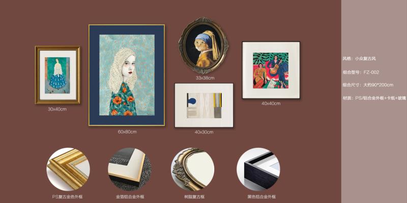 Decorative paintings in the retro living room combined with European vintage murals American light luxury and minority art high-grade sofa wall hanging paintings thumbnail