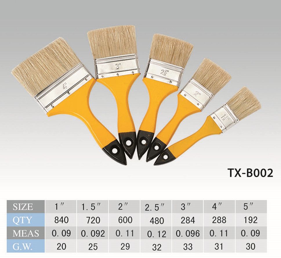 黄色柄黑点油漆刷7种尺寸厂家直销质量保证量大价优欢迎选购详情图1