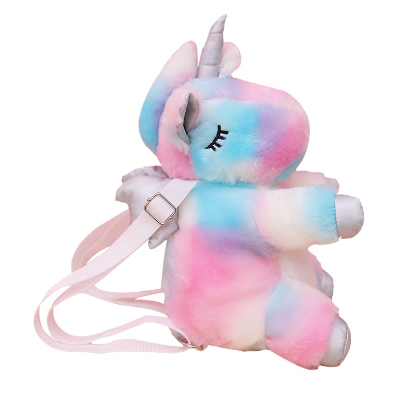Unicorn bag Stuffed bag Lady crossbody Bag New cute unicorn hair toy bag multi-purpose backpack