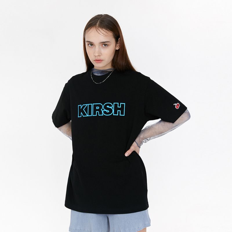 韩国代购KIRSH夏季樱桃纯棉圆领短袖宽松休闲百搭T恤2020新款