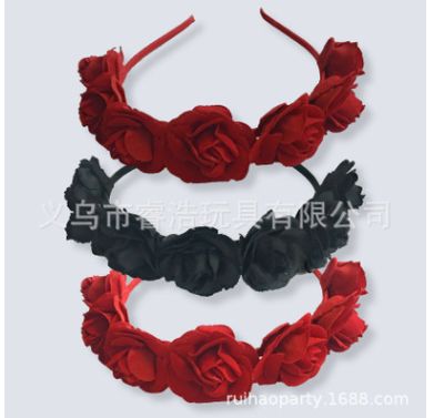 玫瑰冠头带花环万圣节头扣鬼节新娘头扣