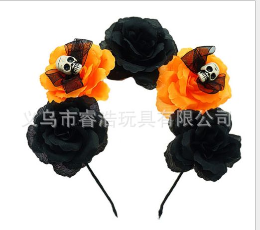 万圣节发箍花骷髅头骨架头箍装饰派对服饰头箍女士发饰产品图