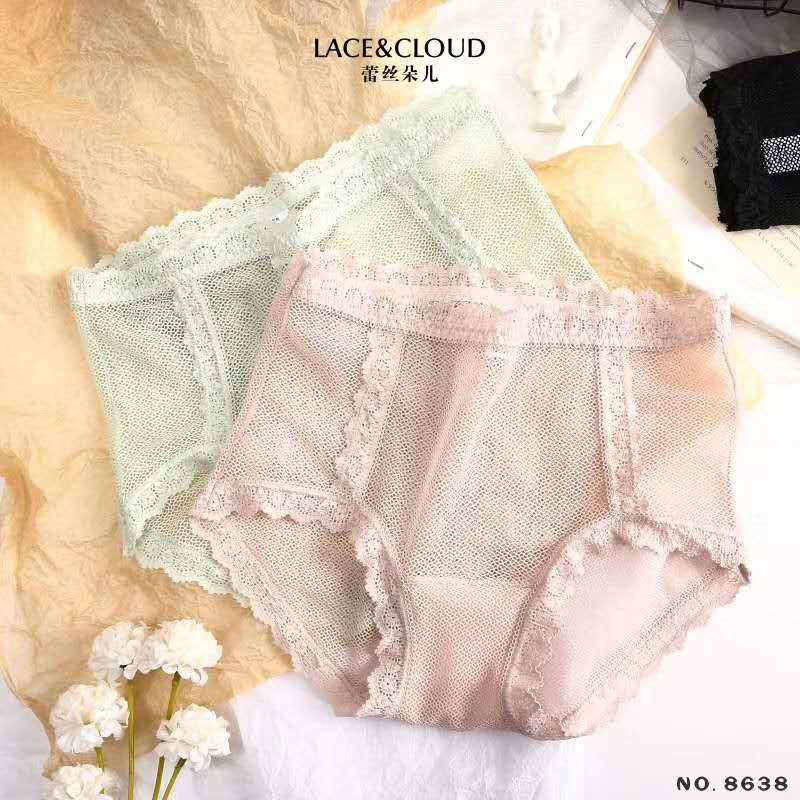Women's underwear female lace crotch antibacterial middle waist ice girls day breathable sexy girls 8638