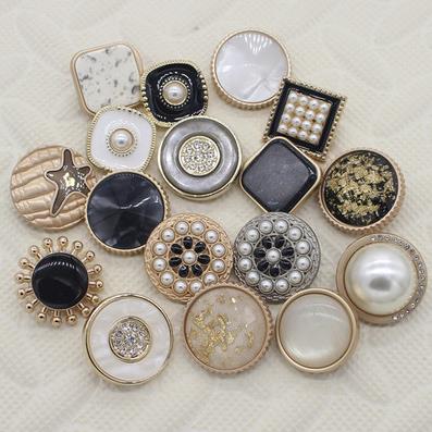 Metal buttons little fragrance wind pearl square button French dress coat wool coat sweater decorative button