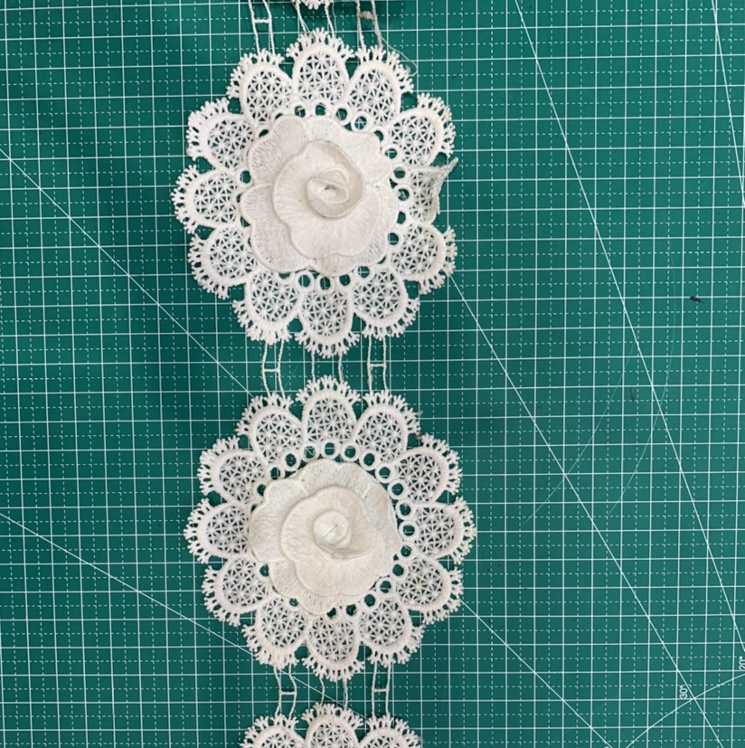 Manufacturers Direct Water Soluble Embroidery Lace Bar Code 3D Three-Dimensional Lace details Picture