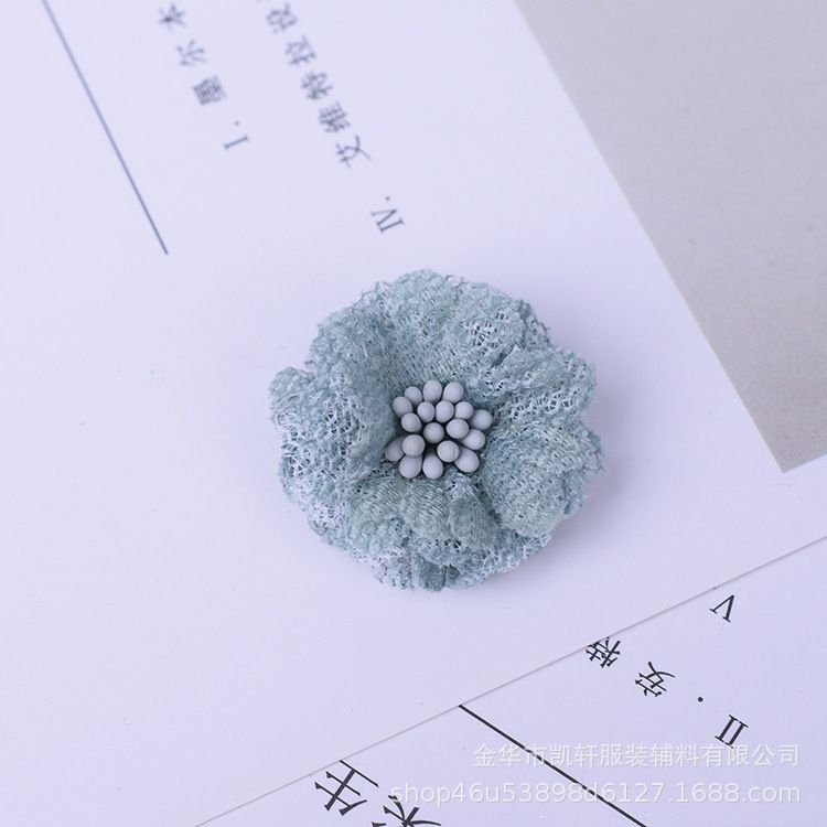 韩版4CM蕾丝鞋帽花胸针头花DIY手工服装定型花厂家直销配件花朵详情图5