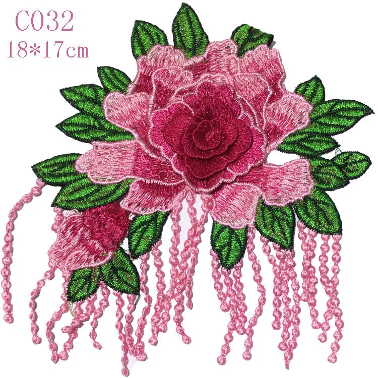 Factory Direct Tassel Peony Flower Water-Soluble Embroidery Flower Multi-Layer Three-Dimensional Clothing Decoration Multi-Color Patch Can Be Customized Specification drawing