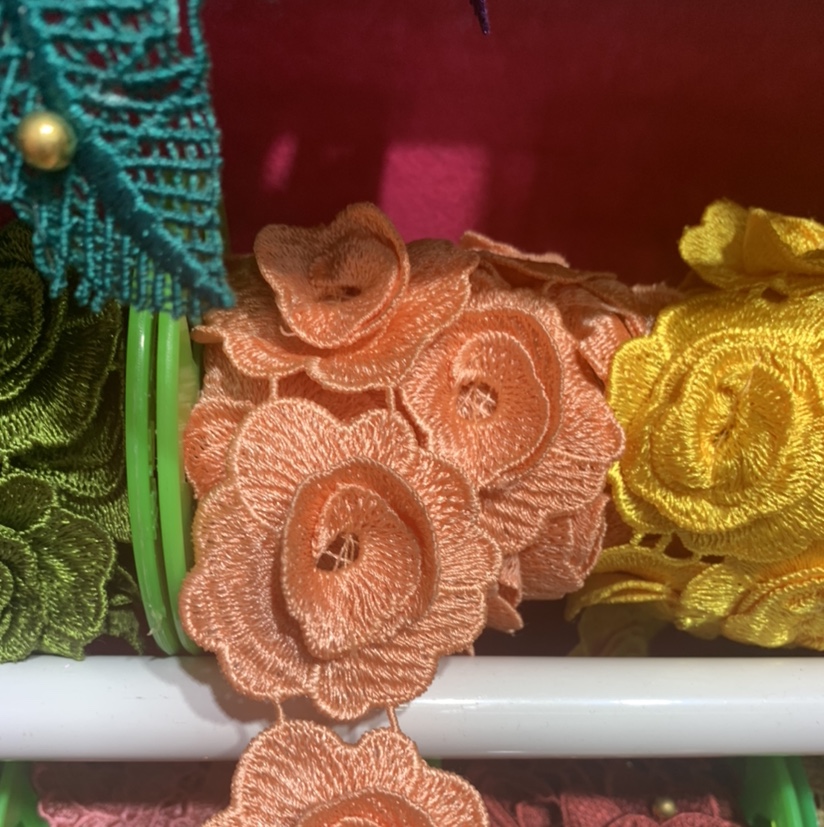 Water-soluble embroidered lace barcode