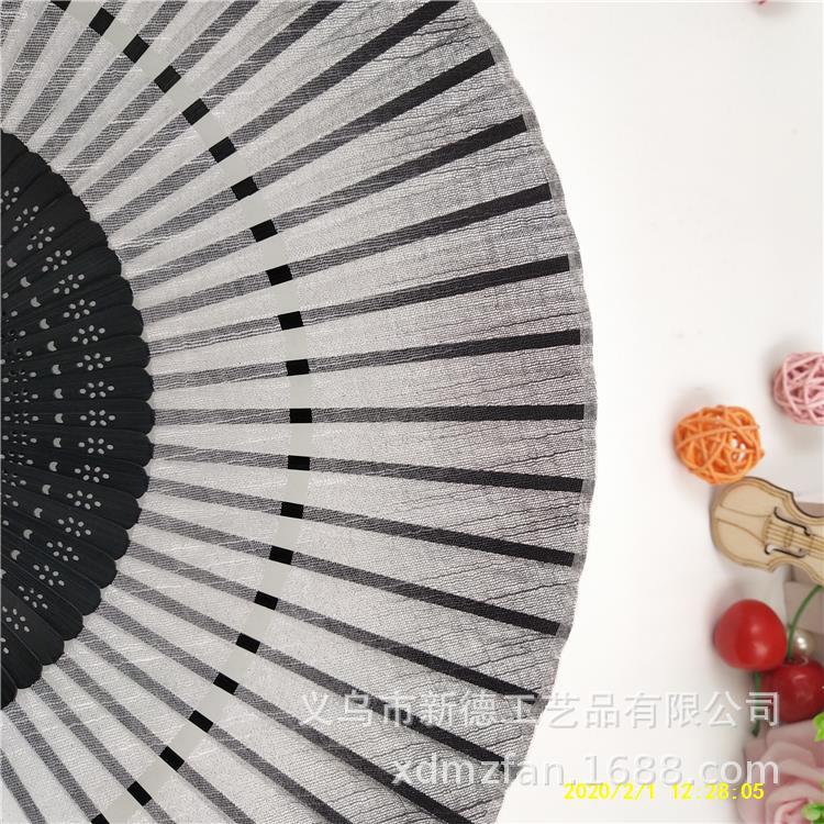 女士折扇定制   二节亚麻棉布扇   竹扇  竹制折扇  绢扇  厂家批发   丝绸扇详情图7