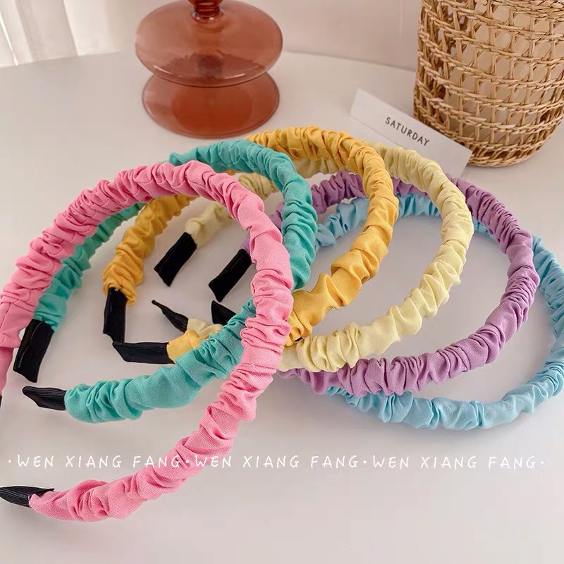 Girly Pleated Headband Ins All Colored Headband Haircard Net Red Face Wash Headband Forest Hair Accessories Headwear Female