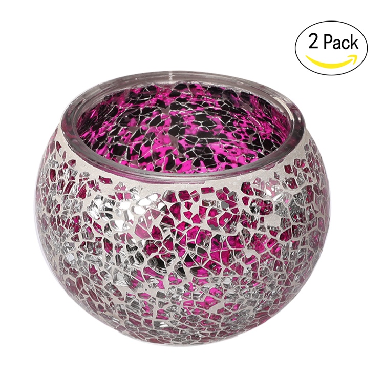 Turkish-style candlesticks, cracked glass candlesticks undefined