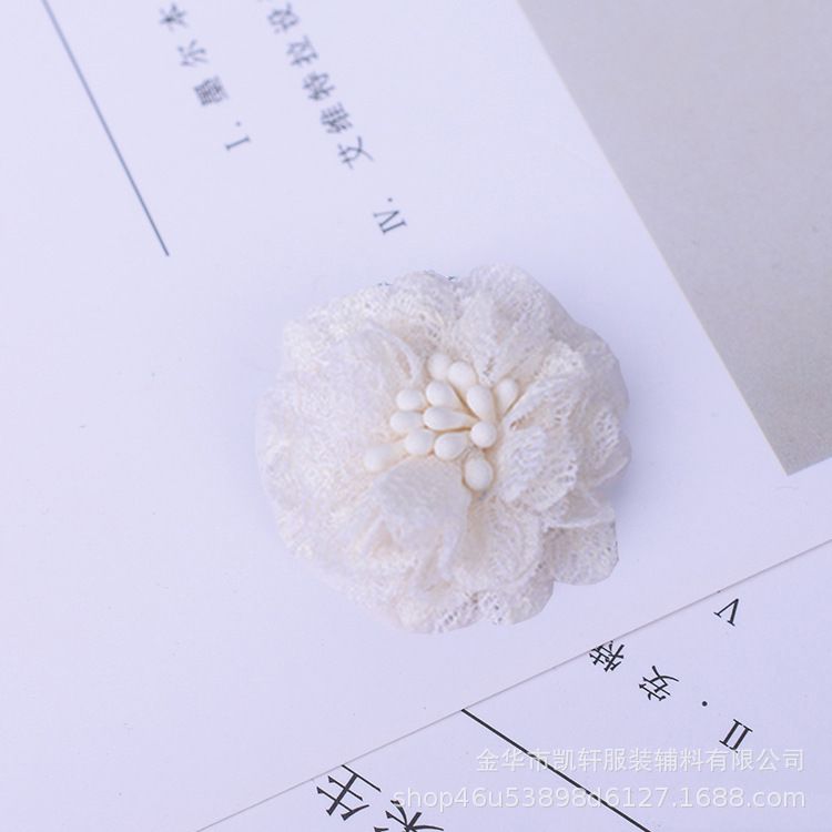 韩版4CM蕾丝鞋帽花胸针头花DIY手工服装定型花厂家直销配件花朵详情图6