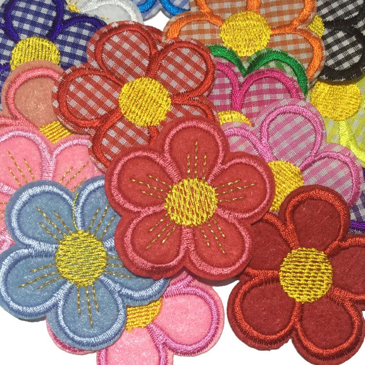 Factory direct sales of candy-colored five-leaf small flower sunflower series embroidered fabric patches for clothing, skirts and decorative patches Application Scenario
