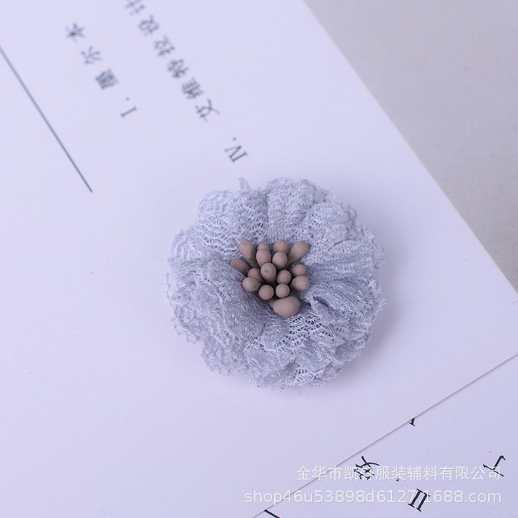 韩版4CM蕾丝鞋帽花胸针头花DIY手工服装定型花厂家直销配件花朵详情图4