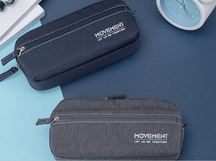Boys' solid color pencil bag elementary school students with canvas simple pencil bag stationery bag
