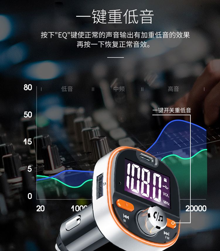 车载FM发射器 大屏车载蓝牙车载MP3播放器PD3.0快充详情7