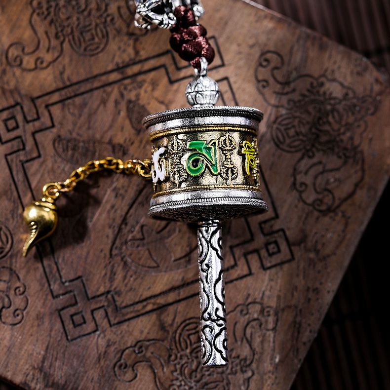 Nepalese Tibetan prayer wheel car interior pendants, Buddhist peace amulets, waist tags, DIY accessories, cross-border supply Specification image