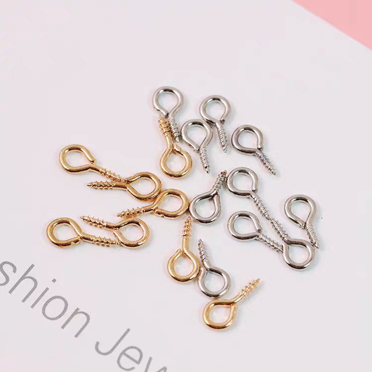 diy手工饰品金属配件羊眼螺丝钉羊角螺丝吊环羊眼 一万/包白底实物图