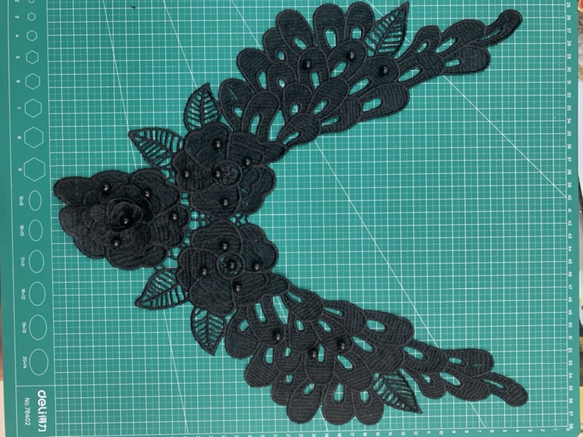 Water Soluble Embroidery Collar With Bead Collar Can Be Made In Colored Black