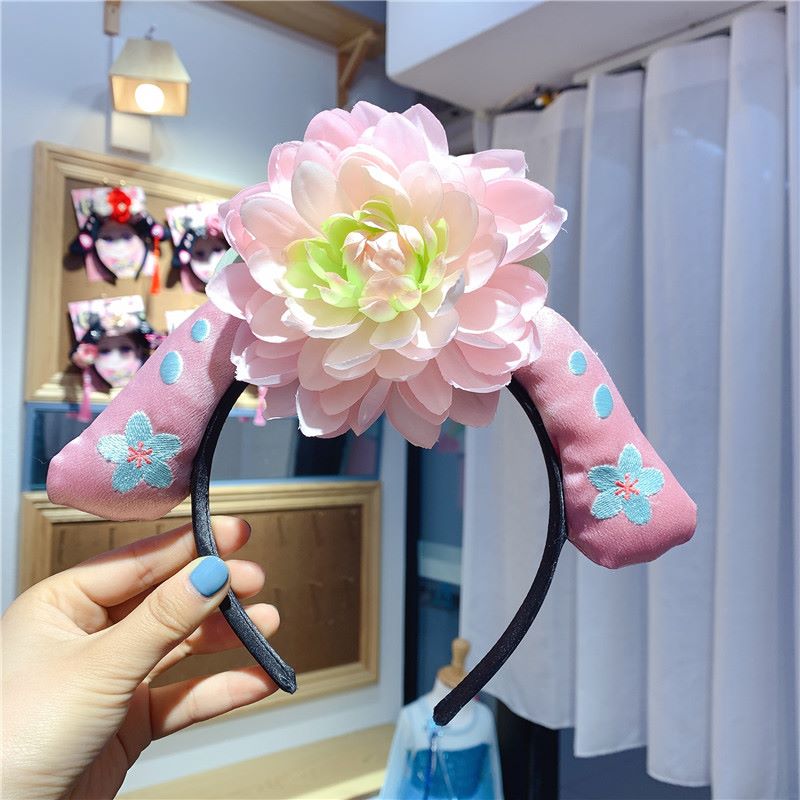 FG951 Princess Pearl Flower Flag Hair Band Children's Versatile travel Accessories, cute and exclusive for kids details Picture