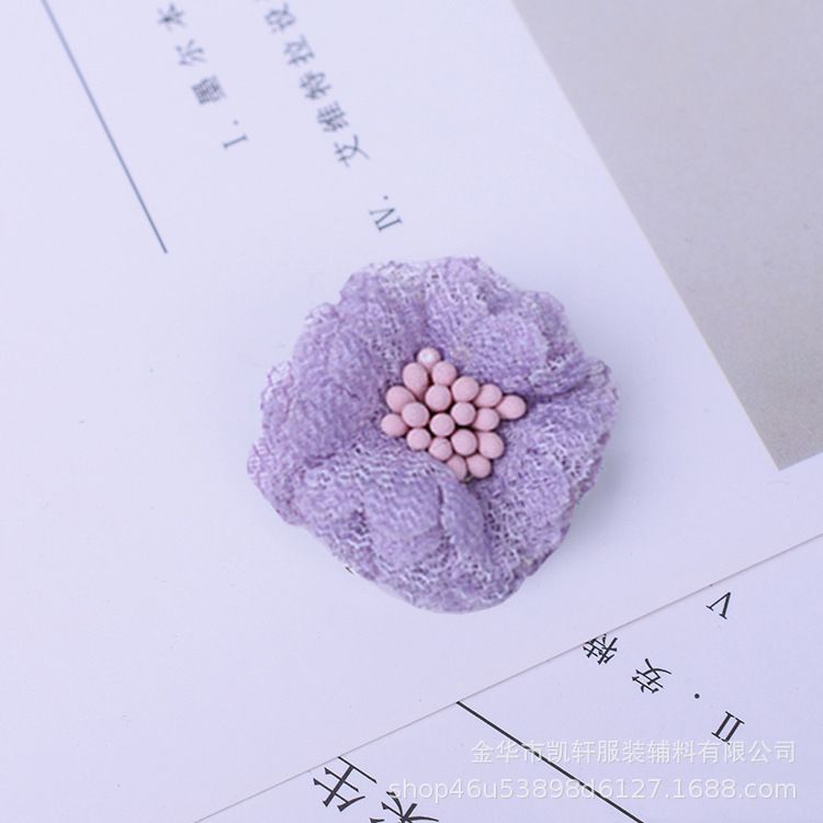 韩版4CM蕾丝鞋帽花胸针头花DIY手工服装定型花厂家直销配件花朵详情图9
