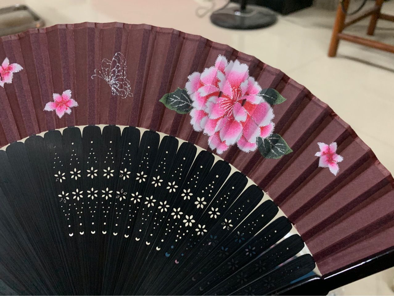 头青印花竹排扇    批发手工和风扇子   女式中国风折扇   古典汉服喷绘竹扇详情图5