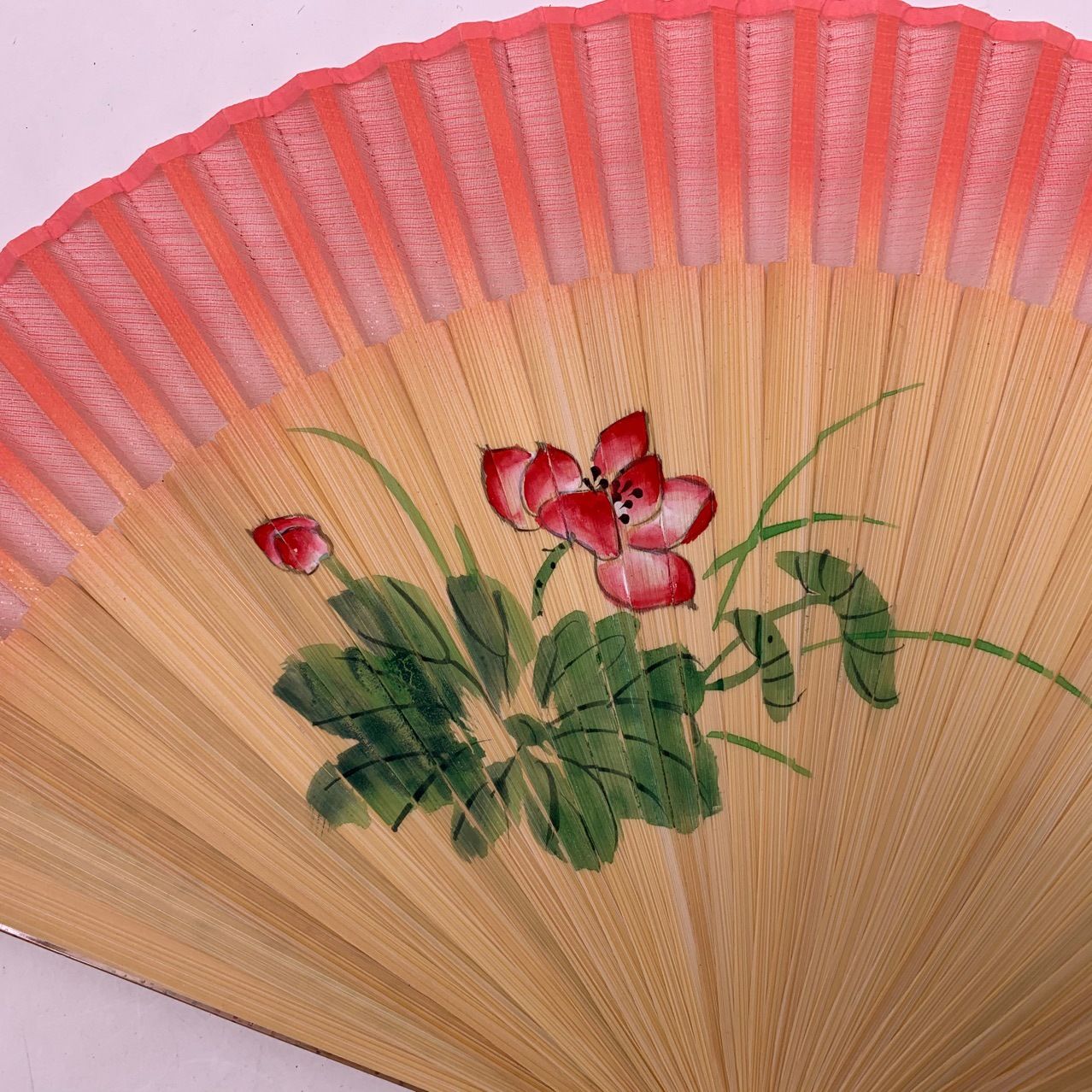 珍珠边平板竹制手绘扇   过渡色折叠扇子   日韩式女扇   中国风扇子详情图5
